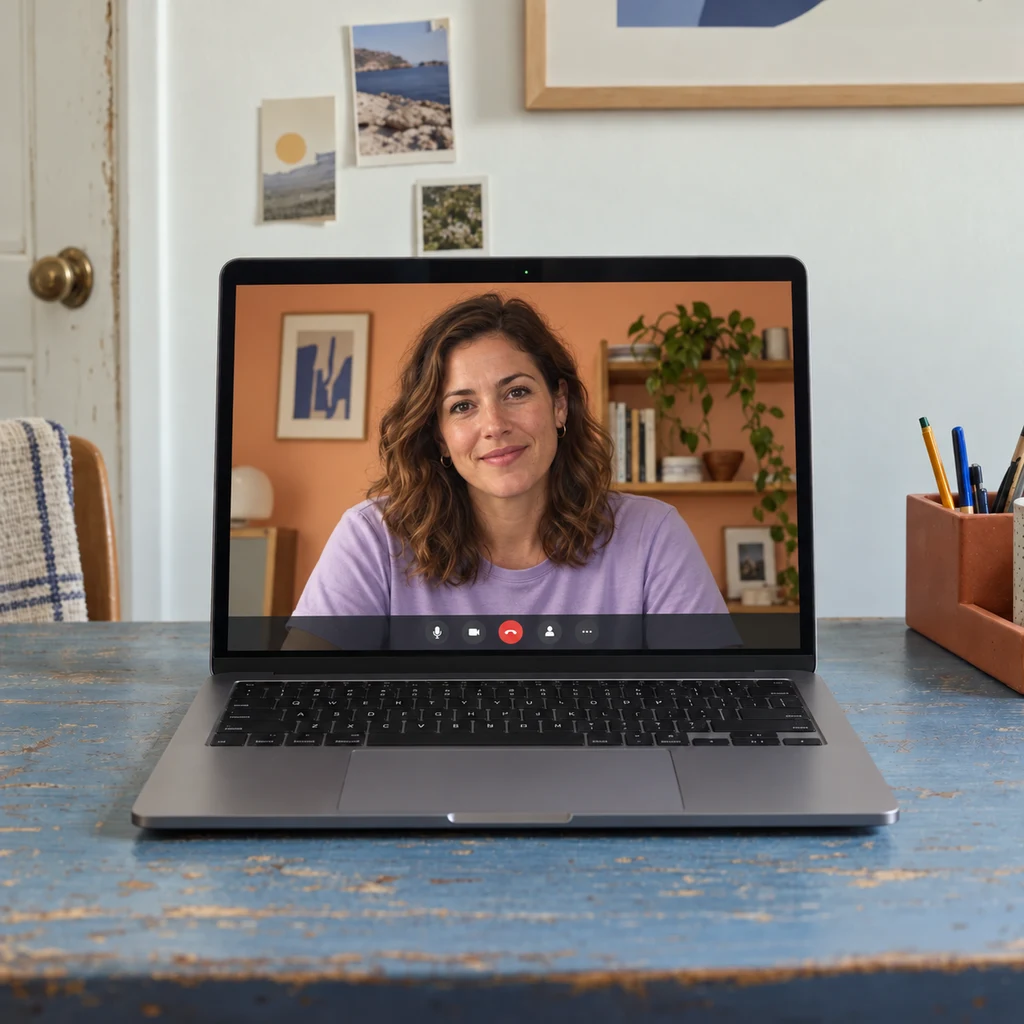Een vrouwelijke Walter-adviseur geeft een persoonlijke demo via een videogesprek.
